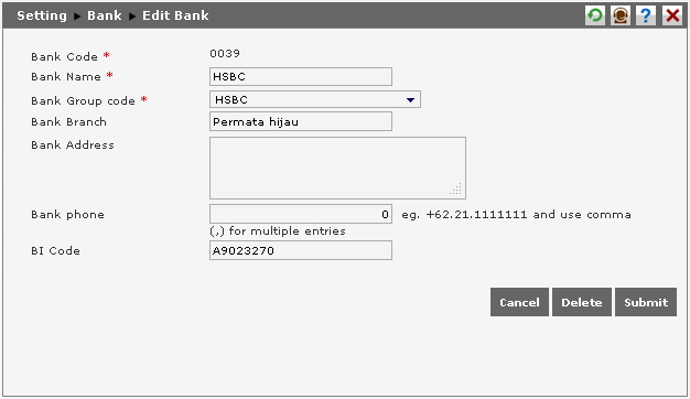 Edit Bank