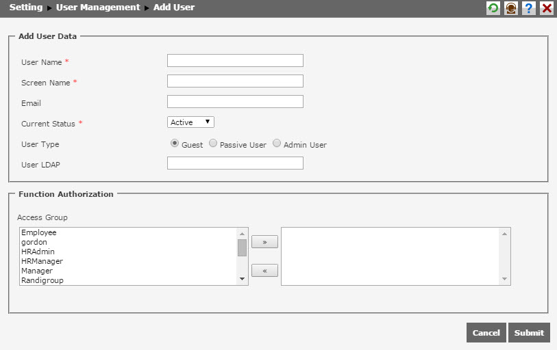 Follow these steps before creating new user management.