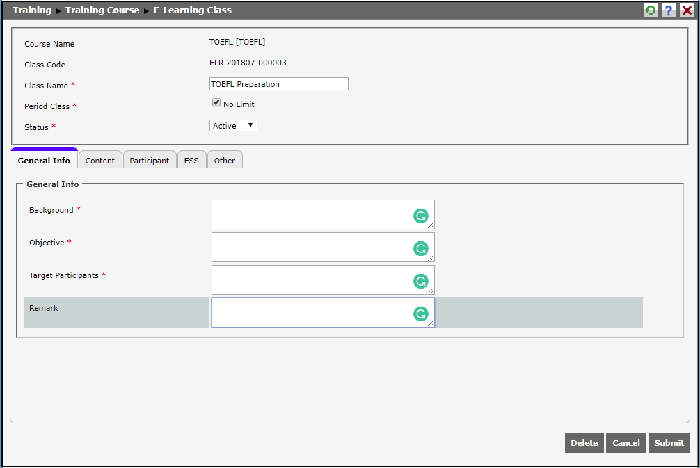 There are five tabs users need to fill, which are
