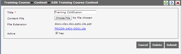 To edit training course content, click a training course content title ...